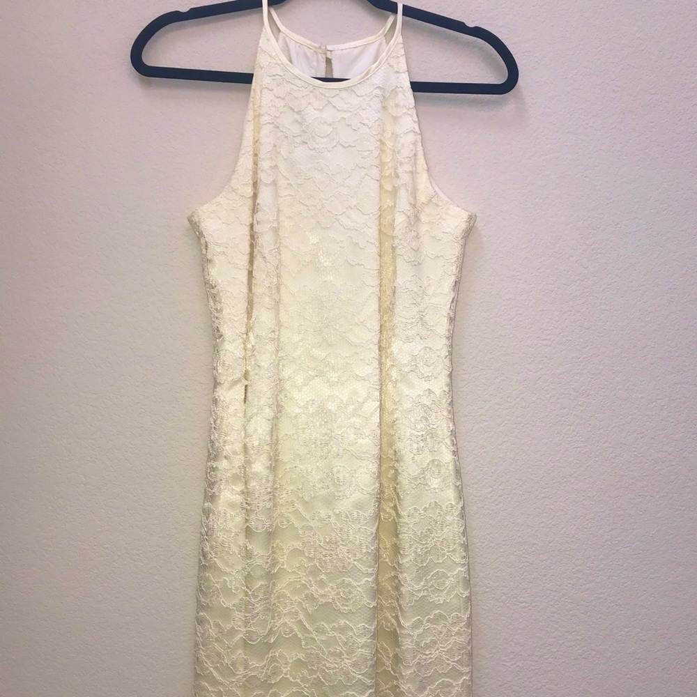 Lace lined cream midi dress